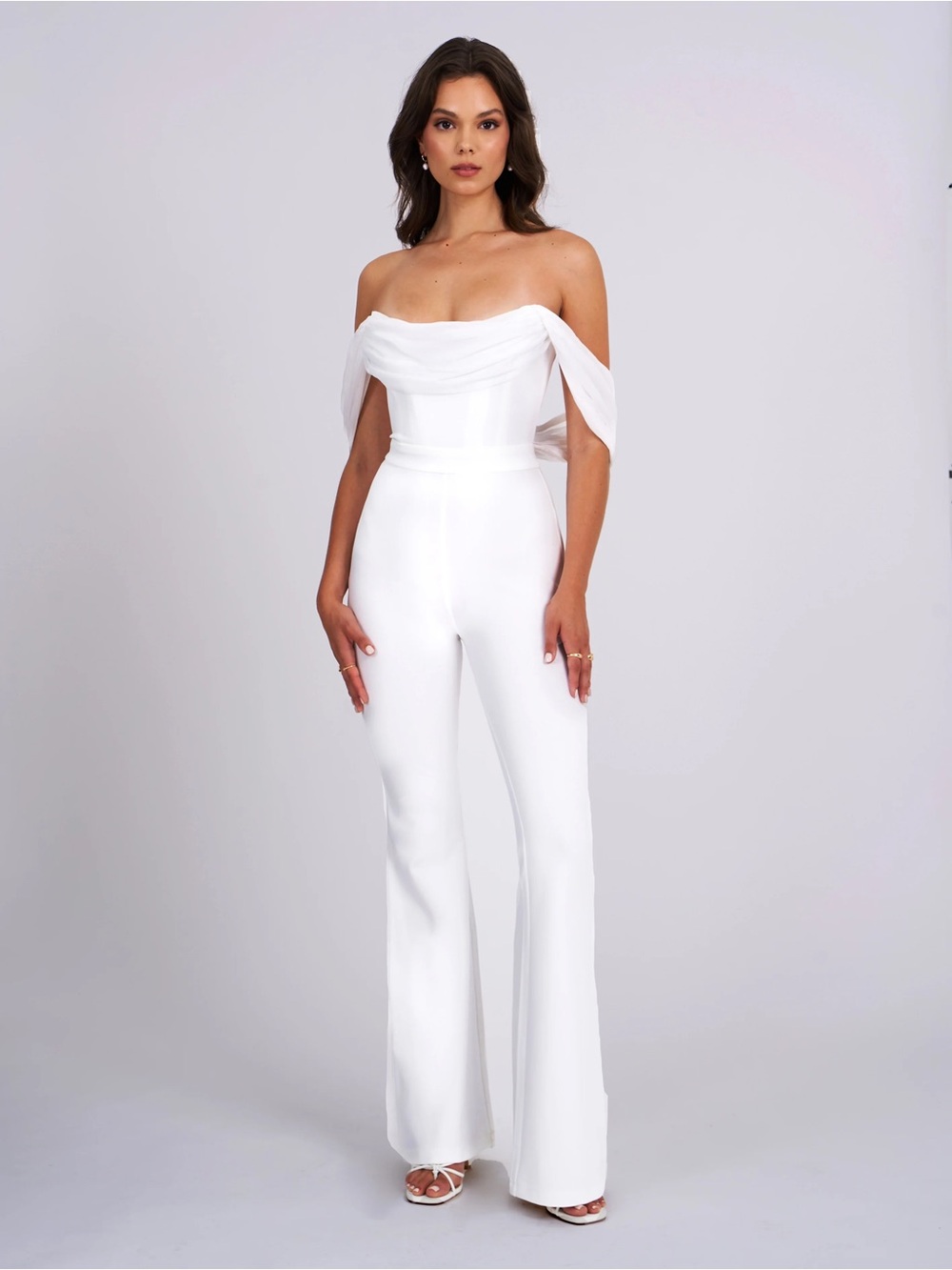 Elegant Off-Shoulder White Wide-Leg Jumpsuit